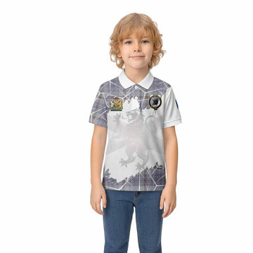 Tweedie Tartan Kid Polo Shirt with Family Crest and Lion Rampant Grunge Style
