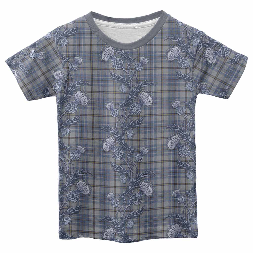 Tweedie Tartan Kid T-shirt Seamless Scottish Thistle Flowers