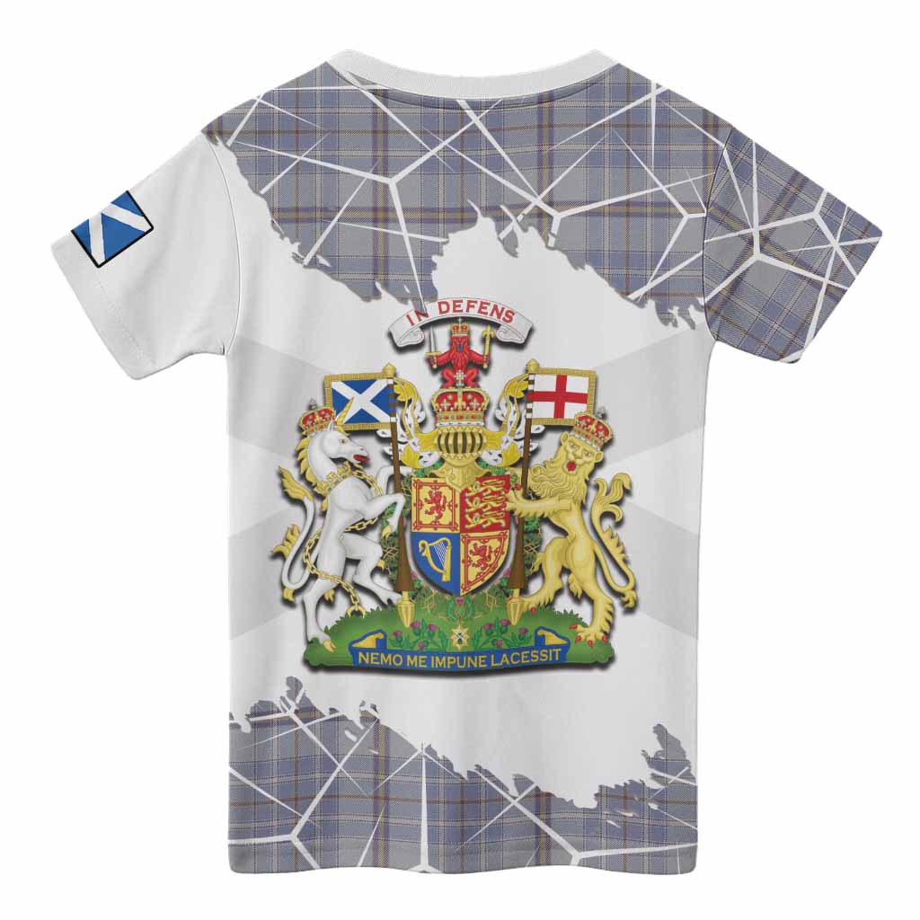 Tweedie Tartan Kid T-shirt with Family Crest and Lion Rampant Grunge Style