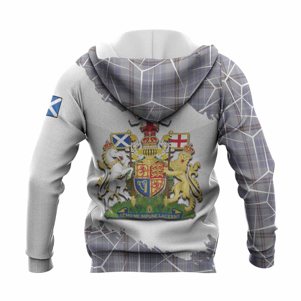 Tweedie Tartan Knitted Hoodie with Family Crest and Lion Rampant Grunge Style