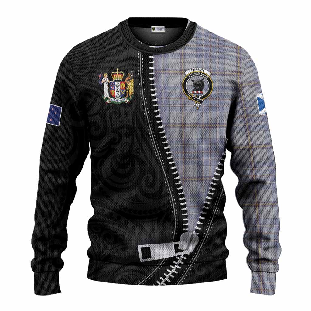 Tweedie Tartan Knitted Sweater New Zealand Pattern Unique Zipper Stylized