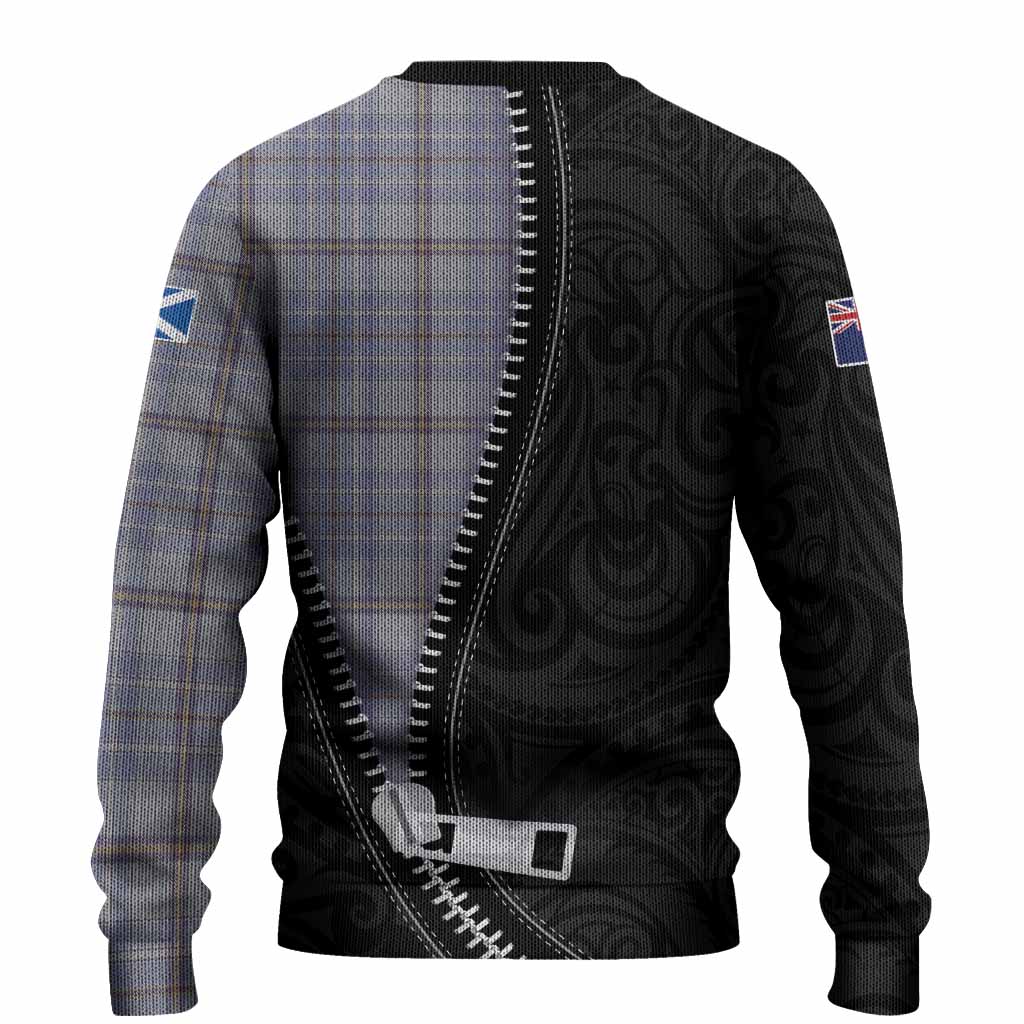 Tweedie Tartan Knitted Sweater New Zealand Pattern Unique Zipper Stylized