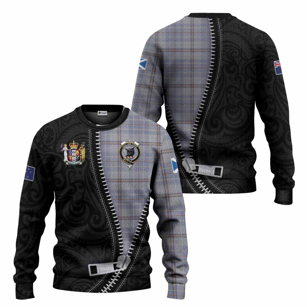 Tweedie Tartan Knitted Sweater New Zealand Pattern Unique Zipper Stylized