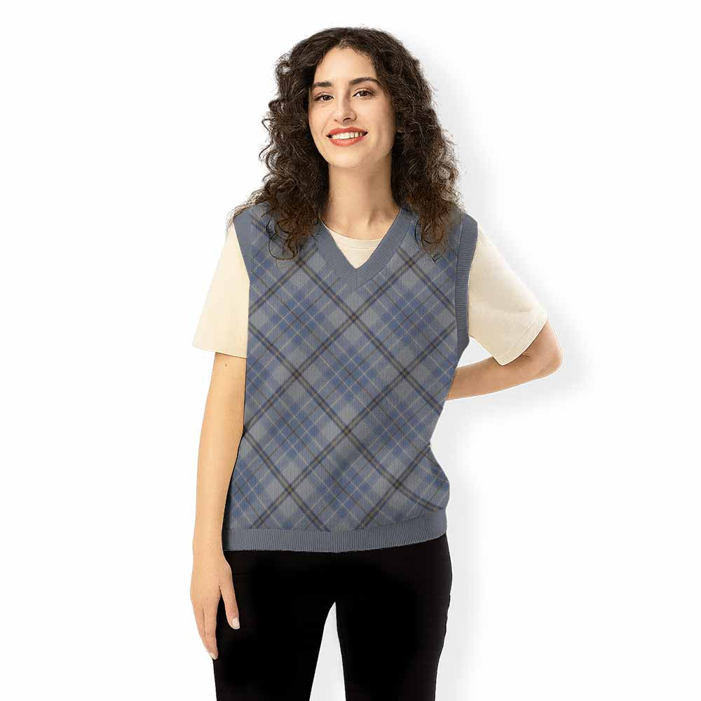 Tweedie Tartan  Knitted V-Neck Vest Cross Style