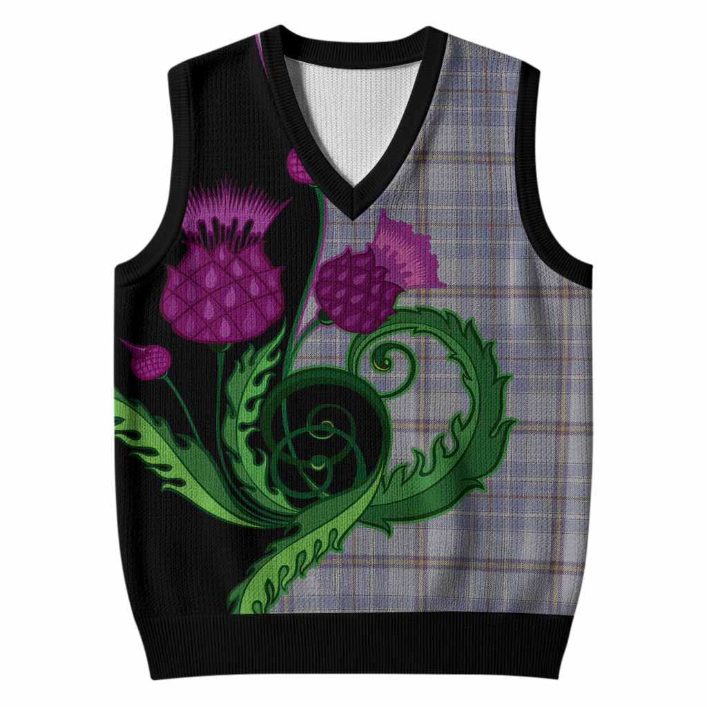 Tweedie Tartan Knitted V-Neck Vest Traditional Scottish Thistle