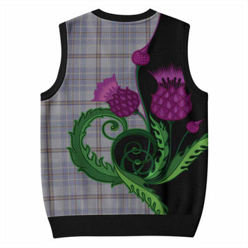 Tweedie Tartan Knitted V-Neck Vest Traditional Scottish Thistle