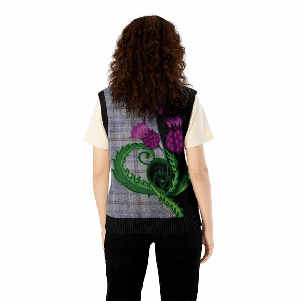 Tweedie Tartan Knitted V-Neck Vest Traditional Scottish Thistle
