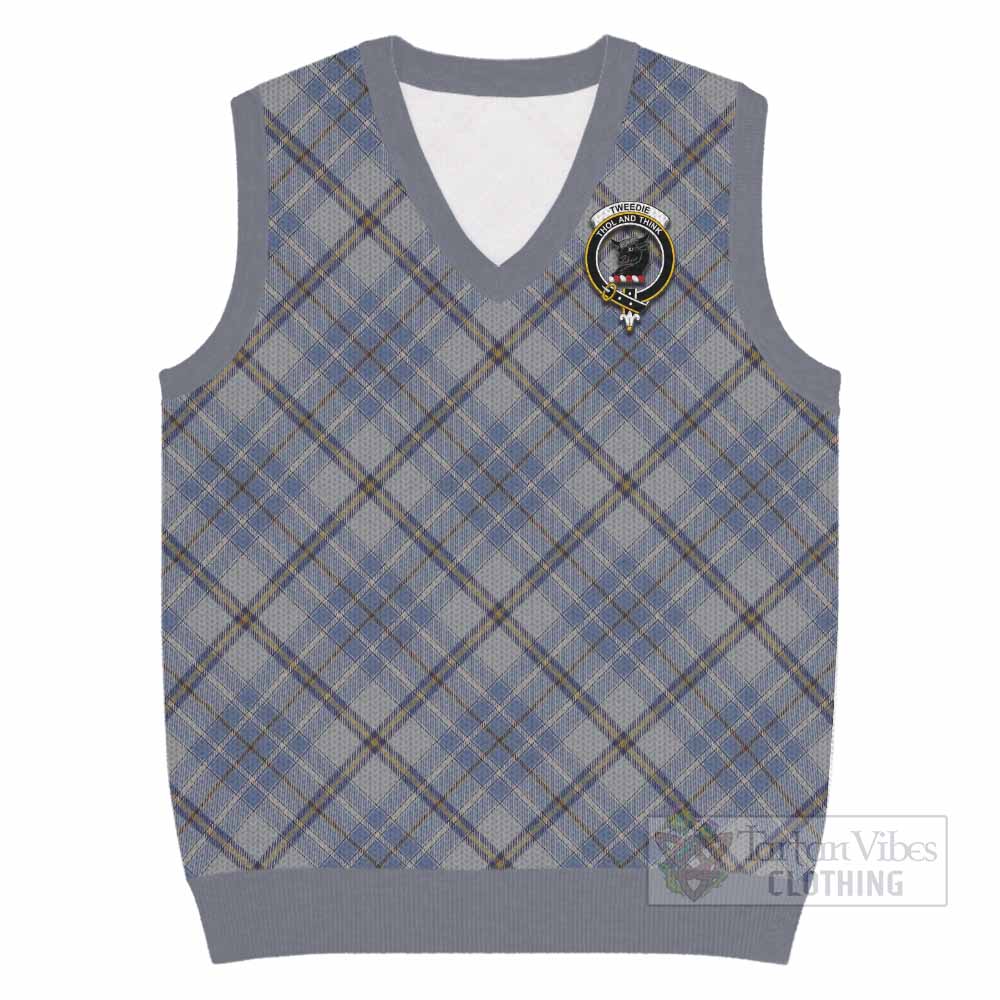 Tweedie Tartan Knitted V-Neck Vest with Family Crest Cross Style