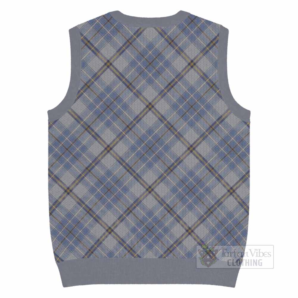 Tweedie Tartan Knitted V-Neck Vest with Family Crest Cross Style