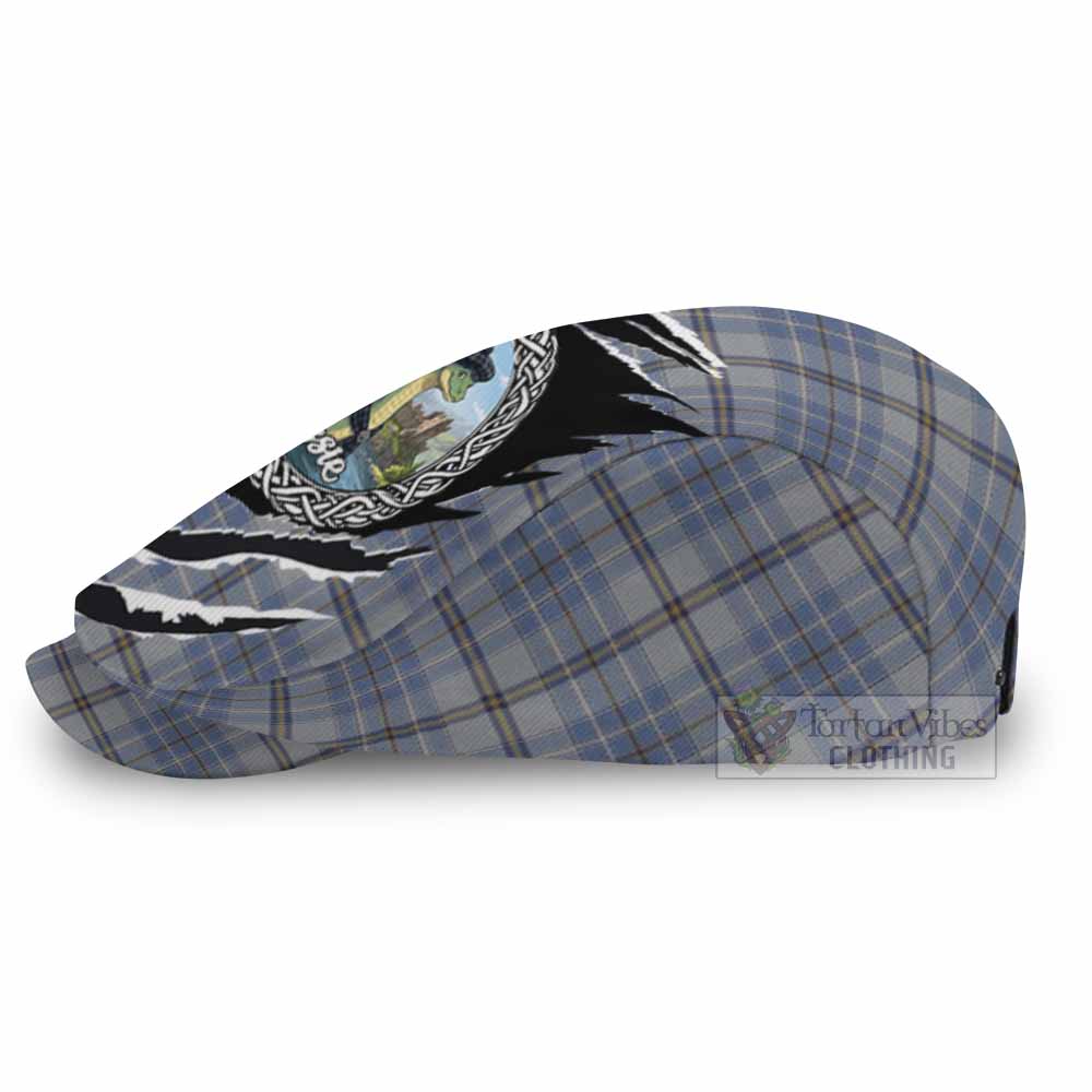 Tweedie Tartan Loch Ness Monster Flat Cap, Jeff Cap Celtic Knot Nessie Art