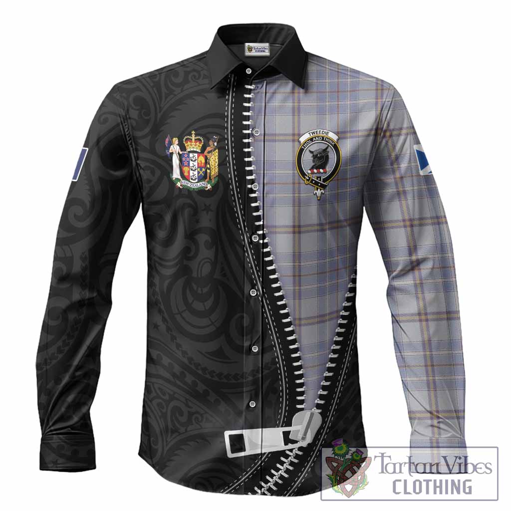 Tweedie Tartan Long Sleeve Button Shirts New Zealand Pattern Unique Zipper Stylized