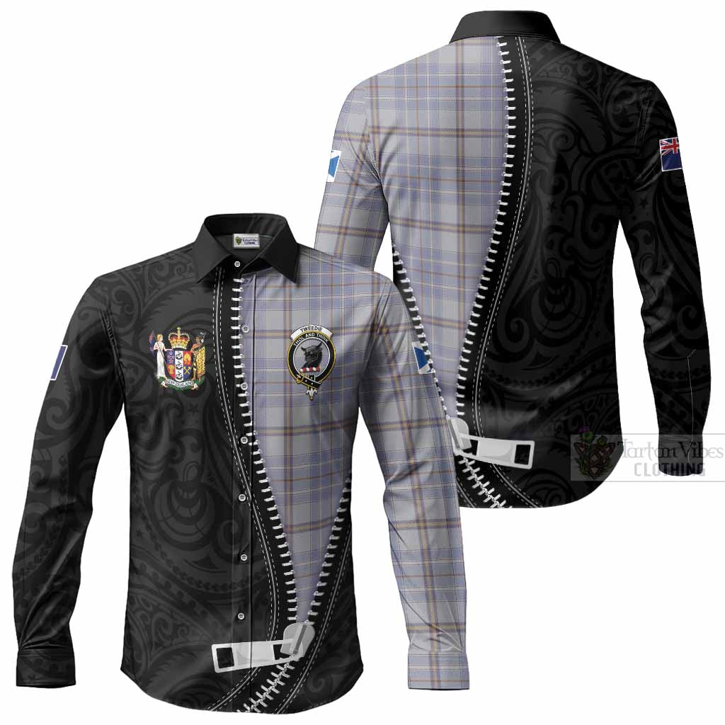 Tweedie Tartan Long Sleeve Button Shirts New Zealand Pattern Unique Zipper Stylized