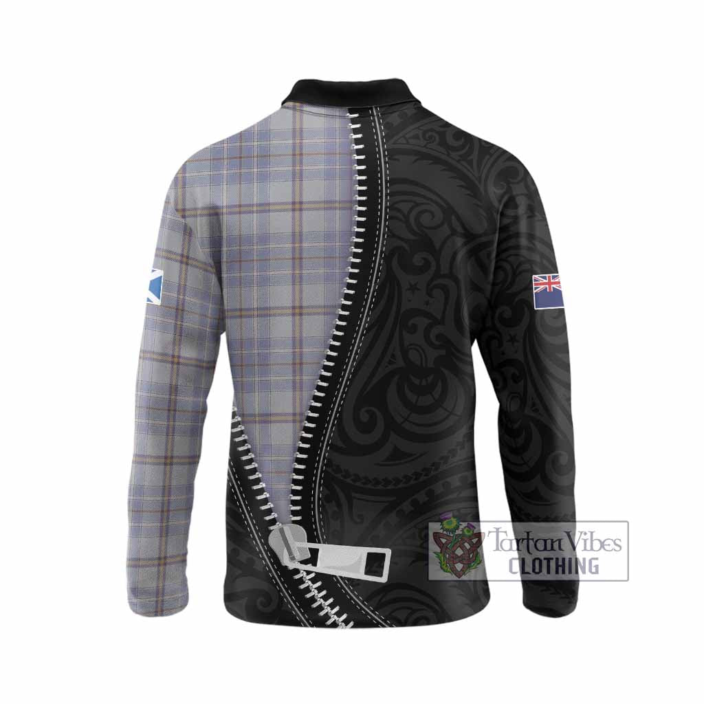 Tweedie Tartan Long Sleeve Polo Shirt New Zealand Pattern Unique Zipper Stylized