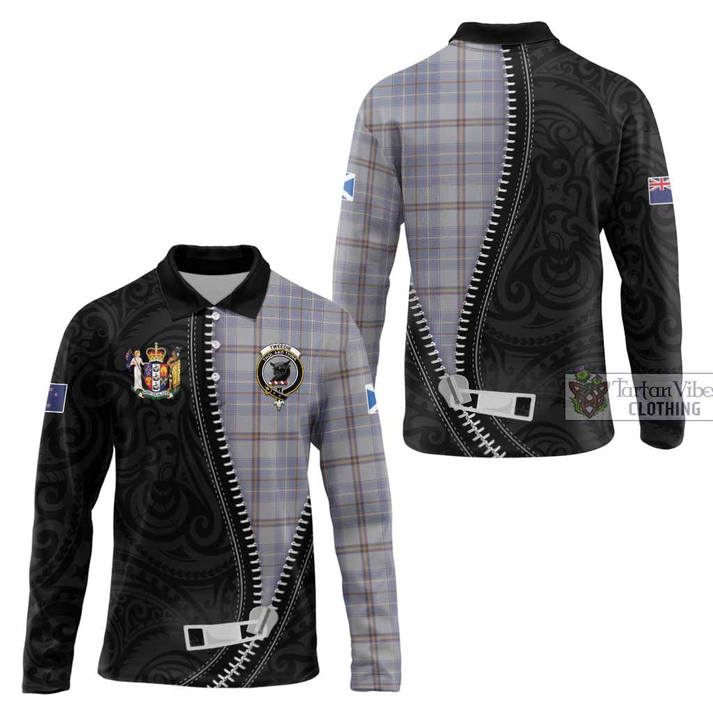 Tweedie Tartan Long Sleeve Polo Shirt New Zealand Pattern Unique Zipper Stylized