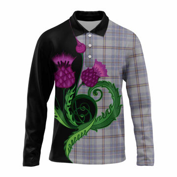 Tweedie Tartan Long Sleeve Polo Shirt Traditional Scottish Thistle