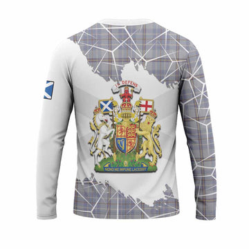 Tweedie Tartan Long Sleeve T-Shirt with Family Crest and Lion Rampant Grunge Style