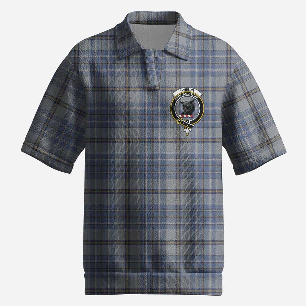 Tweedie Tartan Men’s Polo Sweater Top with Family Crest