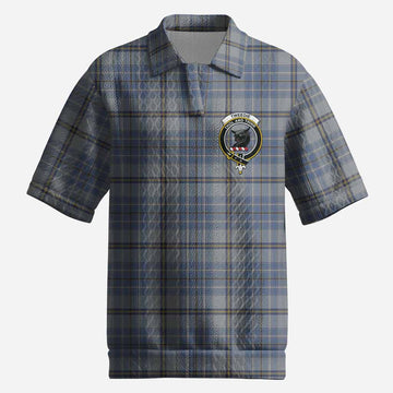 Tweedie Tartan Men’s Polo Sweater Top with Family Crest