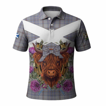Tweedie Tartan Polo Shirt Scottish Thistle Heilan Coo