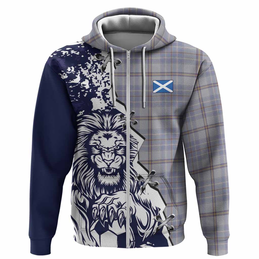 Tweedie Tartan Scottish Hoodie Angry Lion With Soccer Ball Style