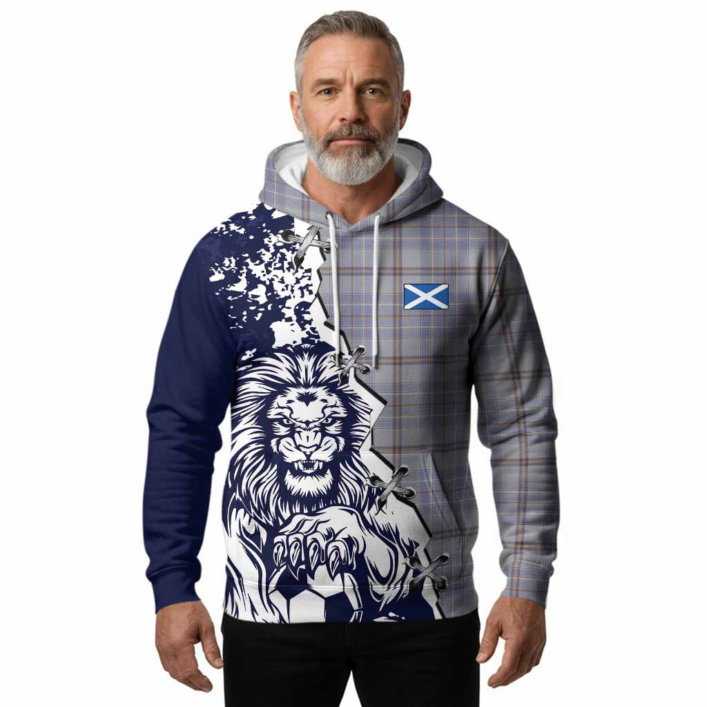 Tweedie Tartan Scottish Hoodie Angry Lion With Soccer Ball Style