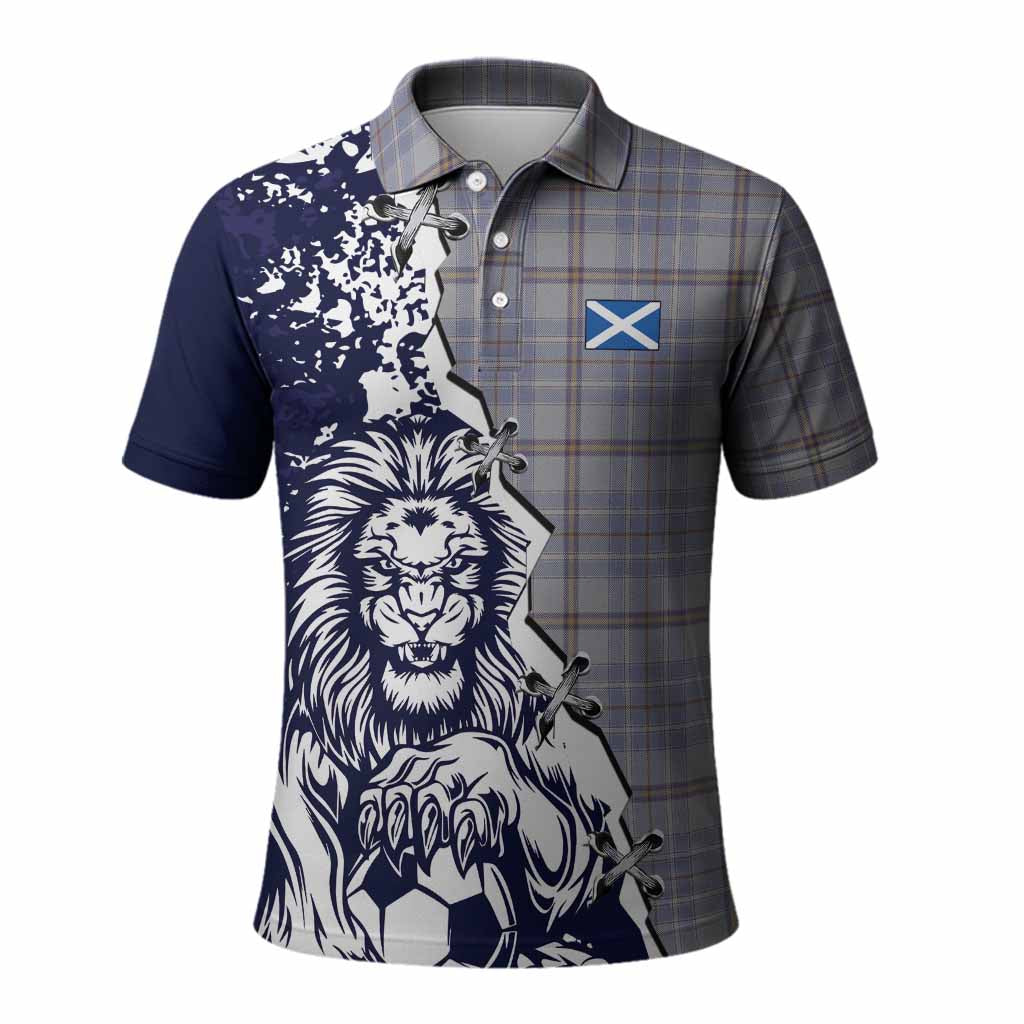 Tweedie Tartan Scottish Polo Shirt Angry Lion With Soccer Ball Style