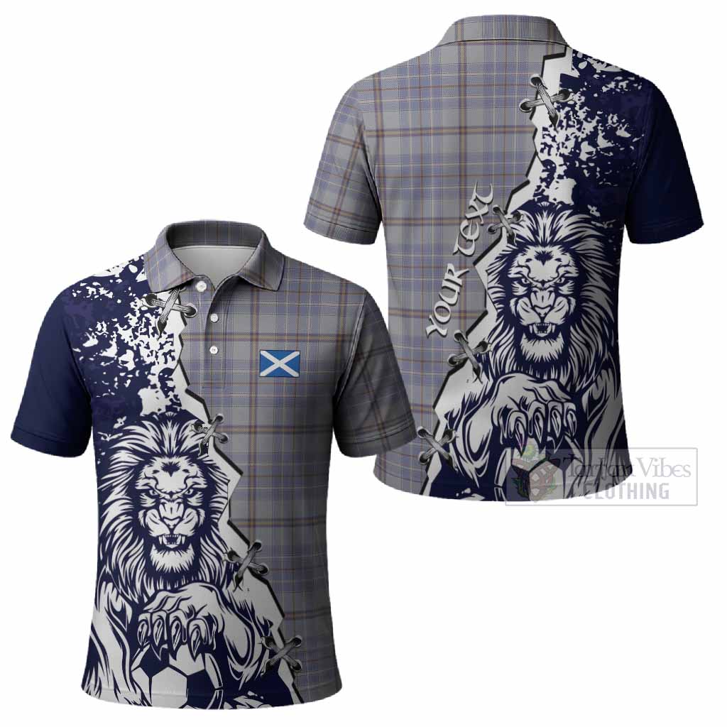 Tweedie Tartan Scottish Polo Shirt Angry Lion With Soccer Ball Style