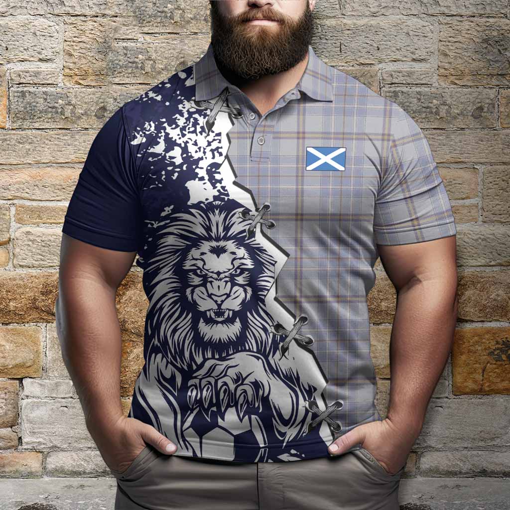 Tweedie Tartan Scottish Polo Shirt Angry Lion With Soccer Ball Style