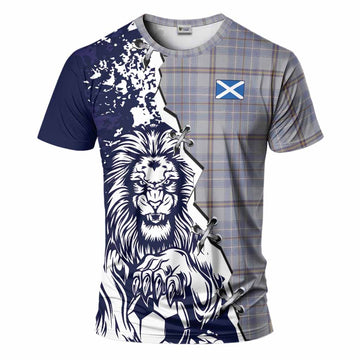Tweedie Tartan Scottish T-Shirt Angry Lion With Soccer Ball Style