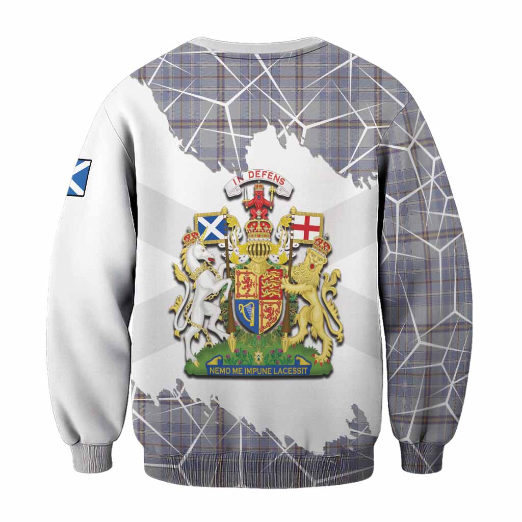 Tweedie Tartan Sweatshirt with Family Crest and Lion Rampant Grunge Style