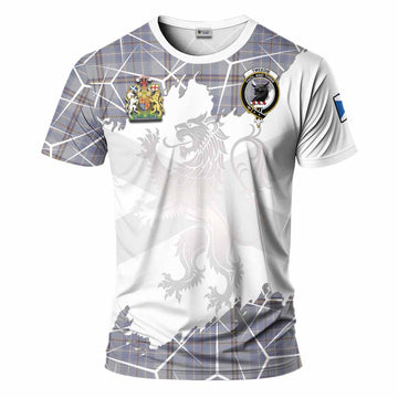 Tweedie Tartan T-Shirt with Family Crest and Lion Rampant Grunge Style