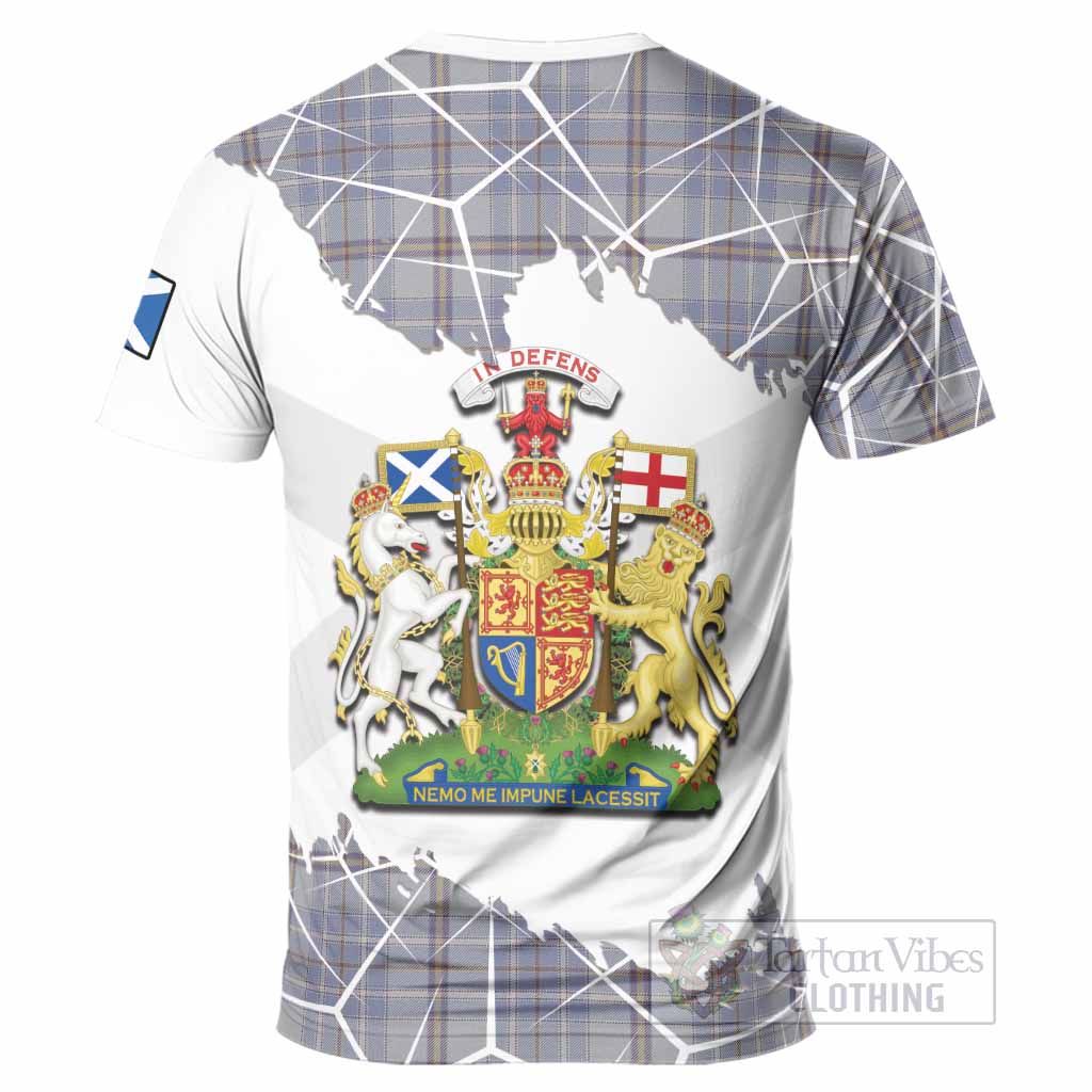 Tweedie Tartan T-Shirt with Family Crest and Lion Rampant Grunge Style