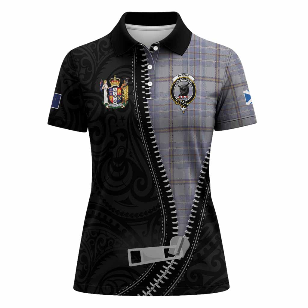 Tweedie Tartan Women Polo Shirt New Zealand Pattern Unique Zipper Stylized
