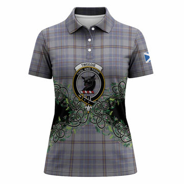 Tweedie Tartan Women Polo Shirt Thistle Scottish Spirit