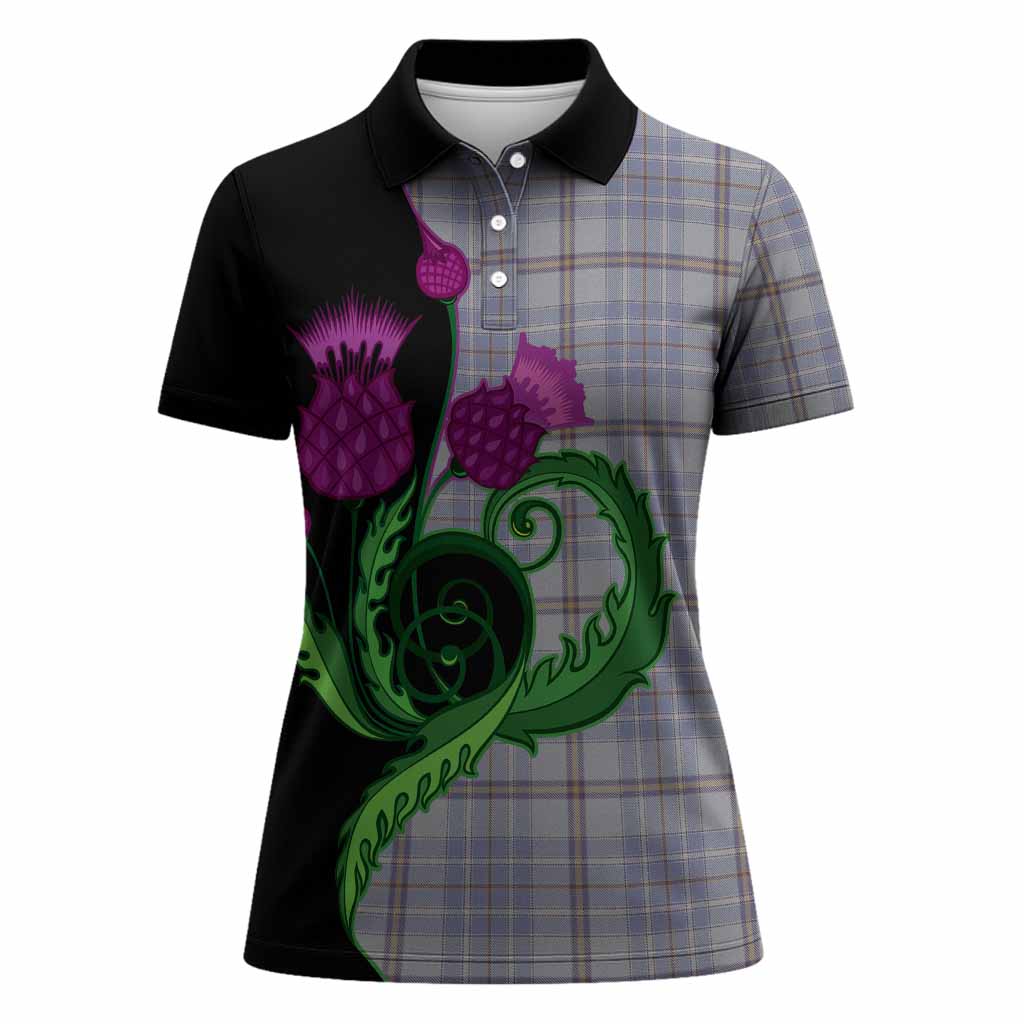 Tweedie Tartan Women Polo Shirt Traditional Scottish Thistle