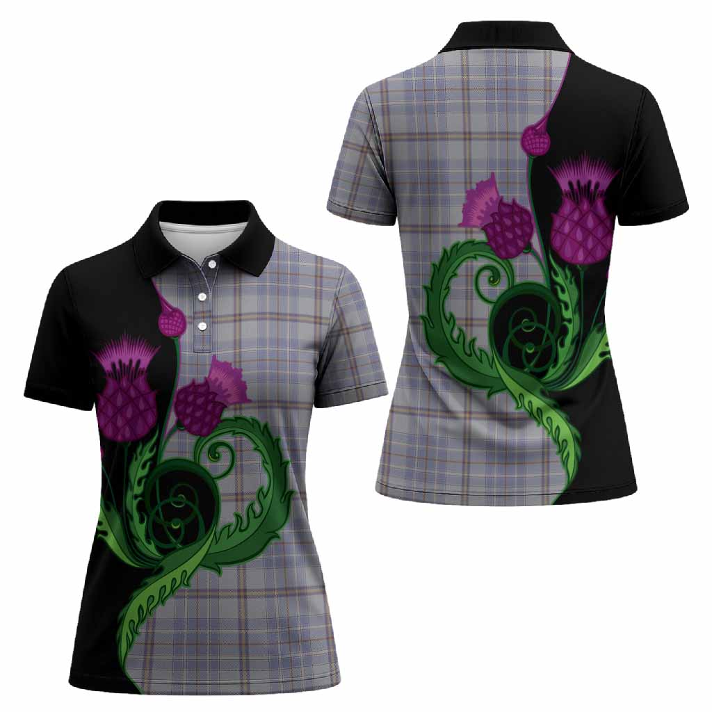 Tweedie Tartan Women Polo Shirt Traditional Scottish Thistle