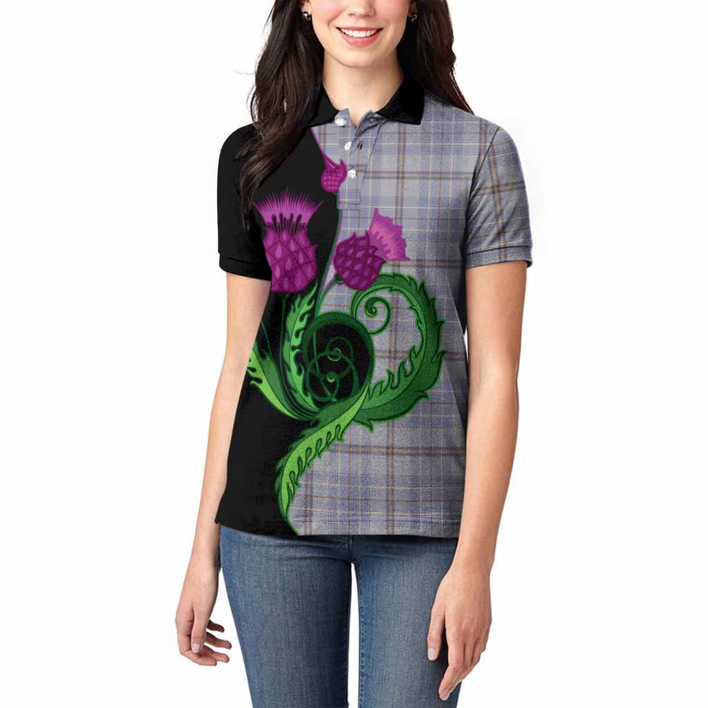 Tweedie Tartan Women Polo Shirt Traditional Scottish Thistle