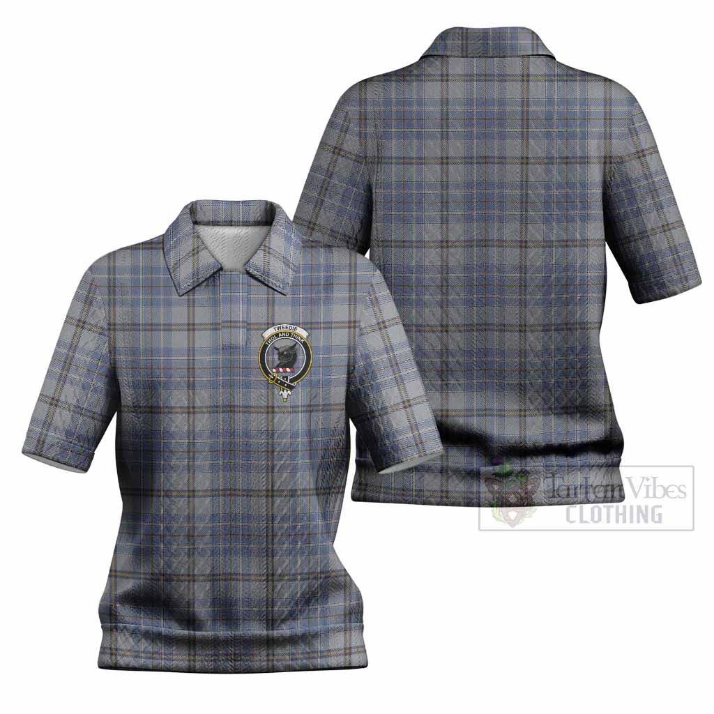 Tweedie Tartan Women’s Polo Sweater Top with Family Crest