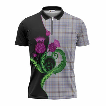Tweedie Tartan Zipper Polo Shirt Traditional Scottish Thistle