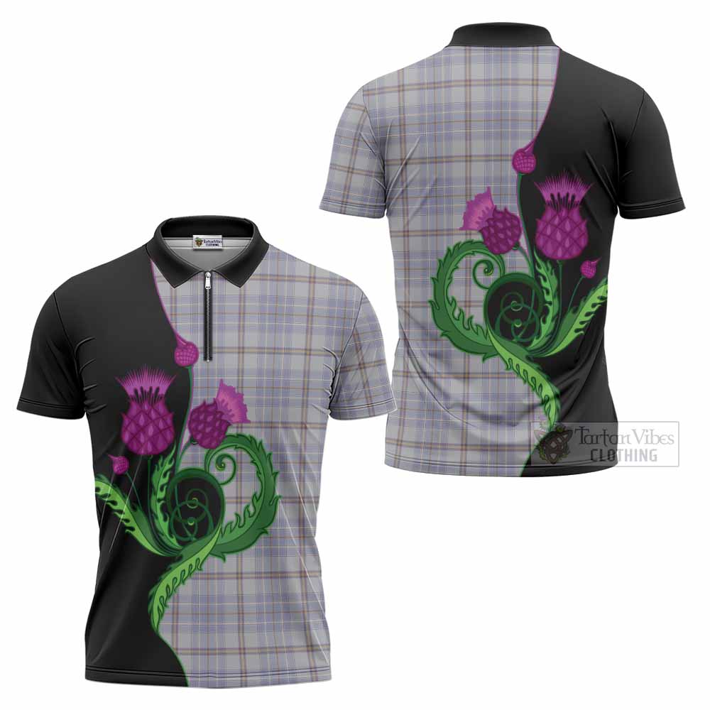 Tweedie Tartan Zipper Polo Shirt Traditional Scottish Thistle