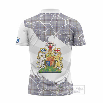 Tweedie Tartan Zipper Polo Shirt with Family Crest and Lion Rampant Grunge Style