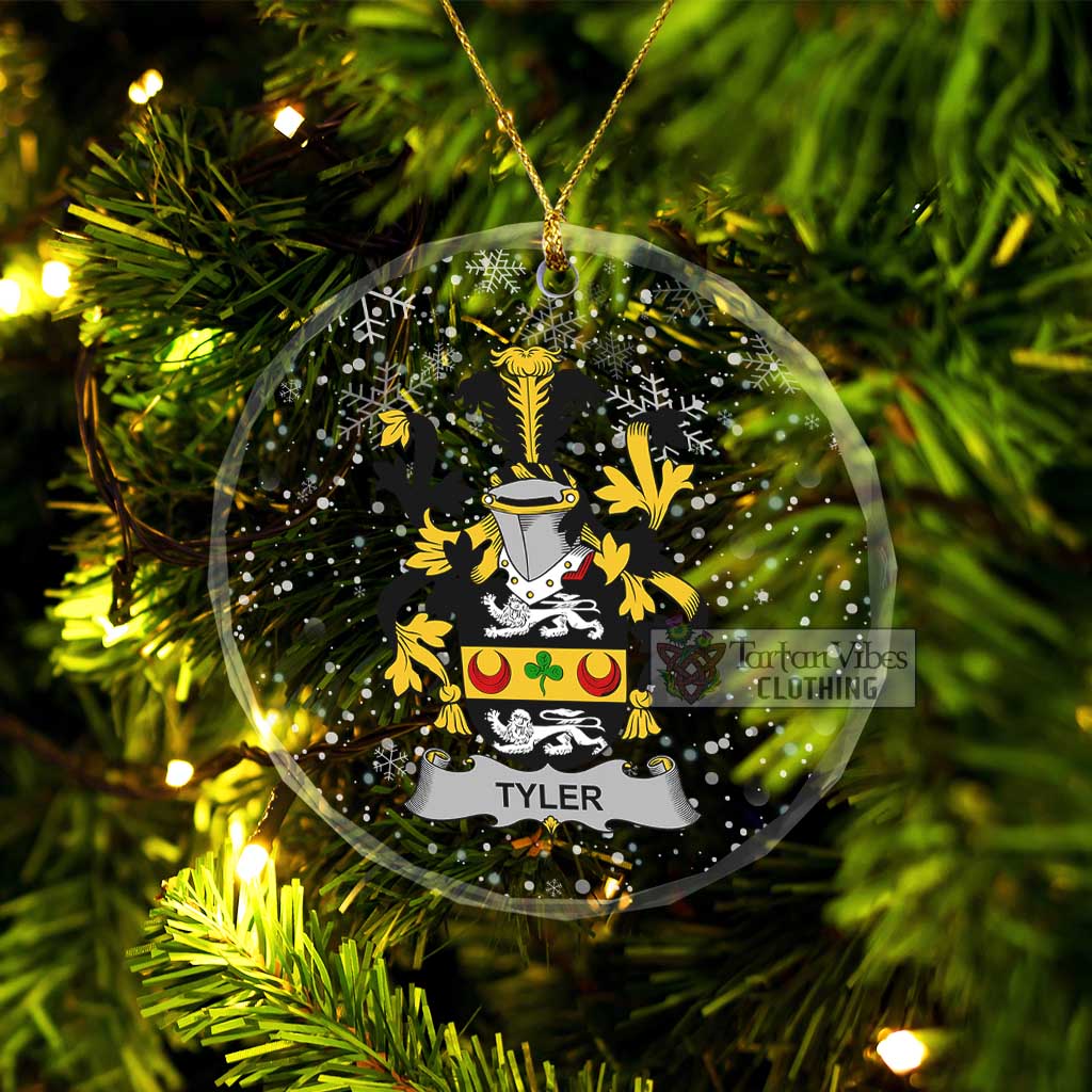Tyler Irish Clan Christmas Glass Ornament with Coat of Arms Transparent Glass Circle - 2D-tartanvibesclothing
