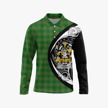 Tartan Vibes Clothing Tyler Irish Clan Long Sleeve Polo Shirt Celtic Circle Style
