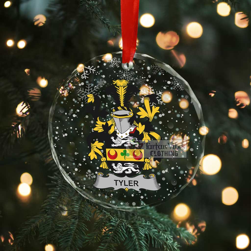 Tyler Irish Clan Christmas Glass Ornament with Coat of Arms - 2D-tartanvibesclothing