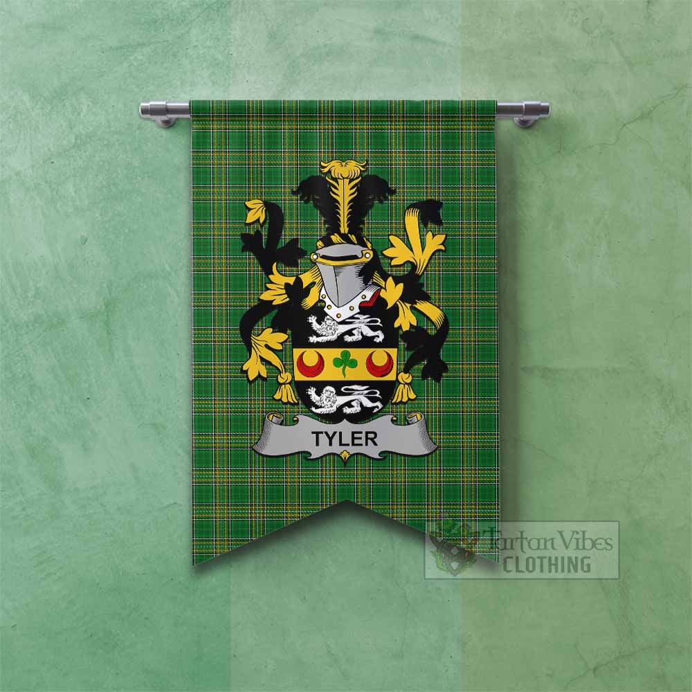 Tartan Vibes Clothing Tyler Irish Clan Tartan Gonfalon, Tartan Banner with Coat of Arms