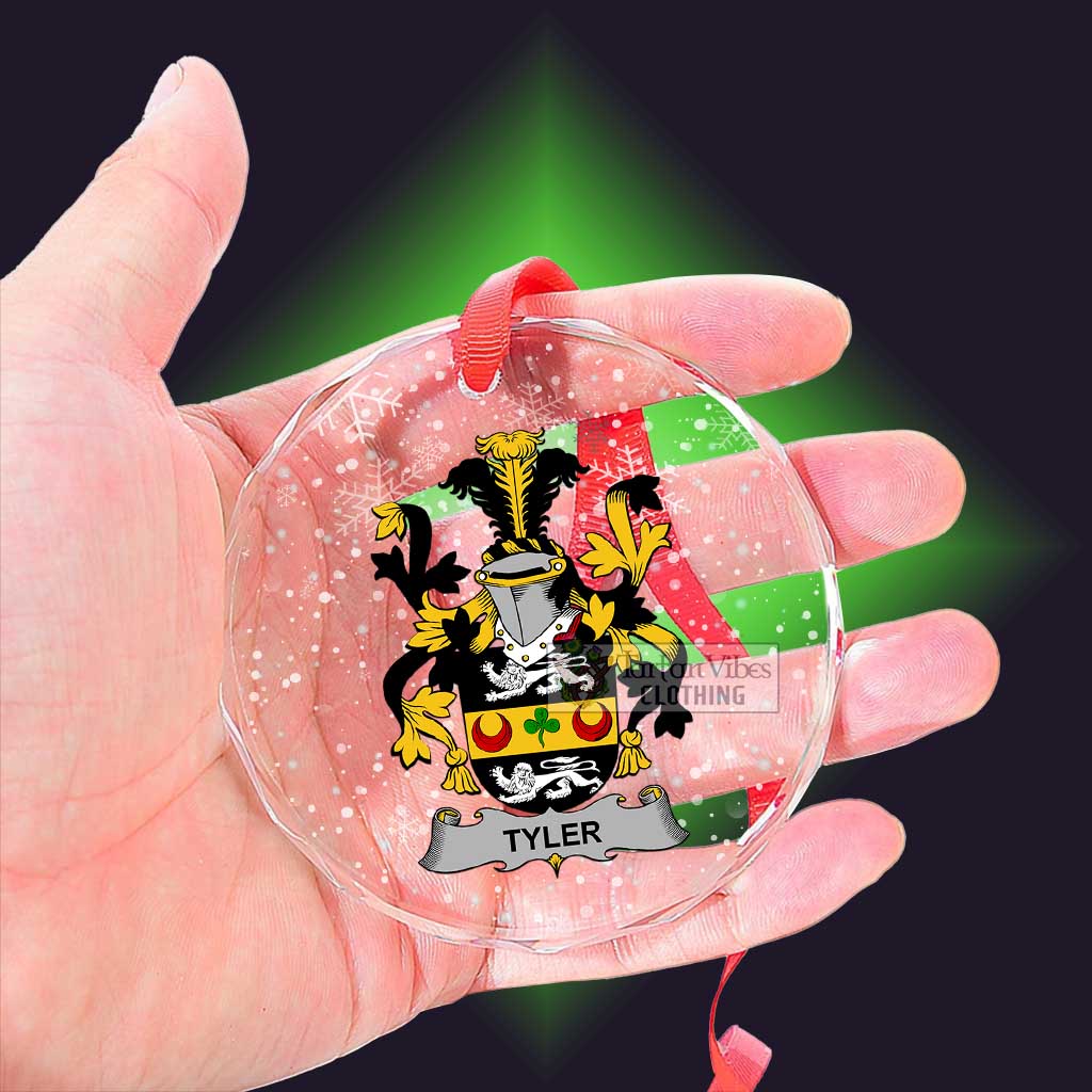 Tyler Irish Clan Christmas Glass Ornament with Coat of Arms - 2D-tartanvibesclothing