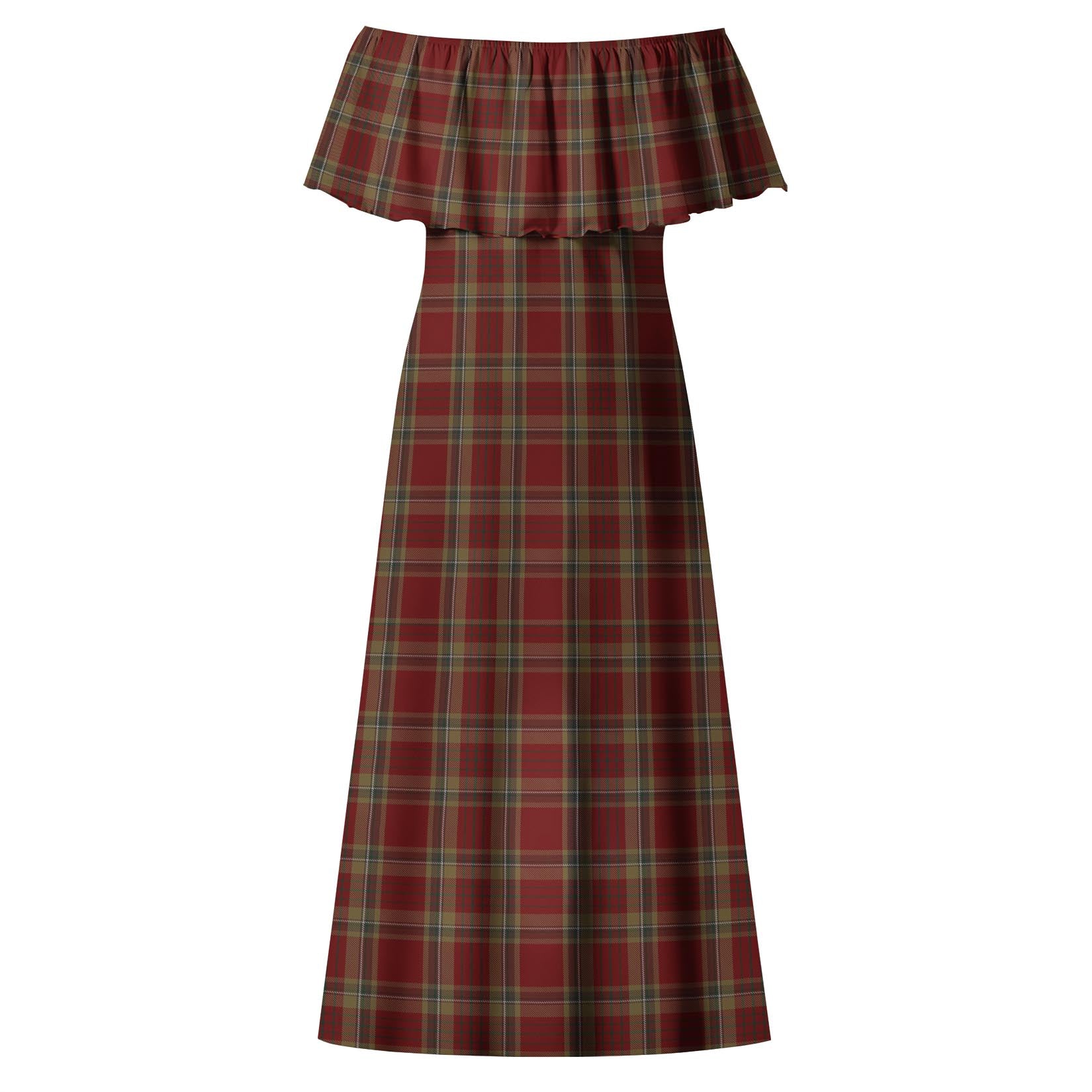 Tyrone County Ireland Tartan Off Shoulder Long Dress - Tartanvibesclothing