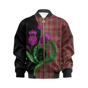 Tyrone County Ireland Tartan Kid Bomber Jacket Traditional Scottish Thistle