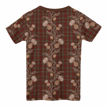 Tyrone County Ireland Tartan Kid T-shirt Seamless Scottish Thistle Flowers