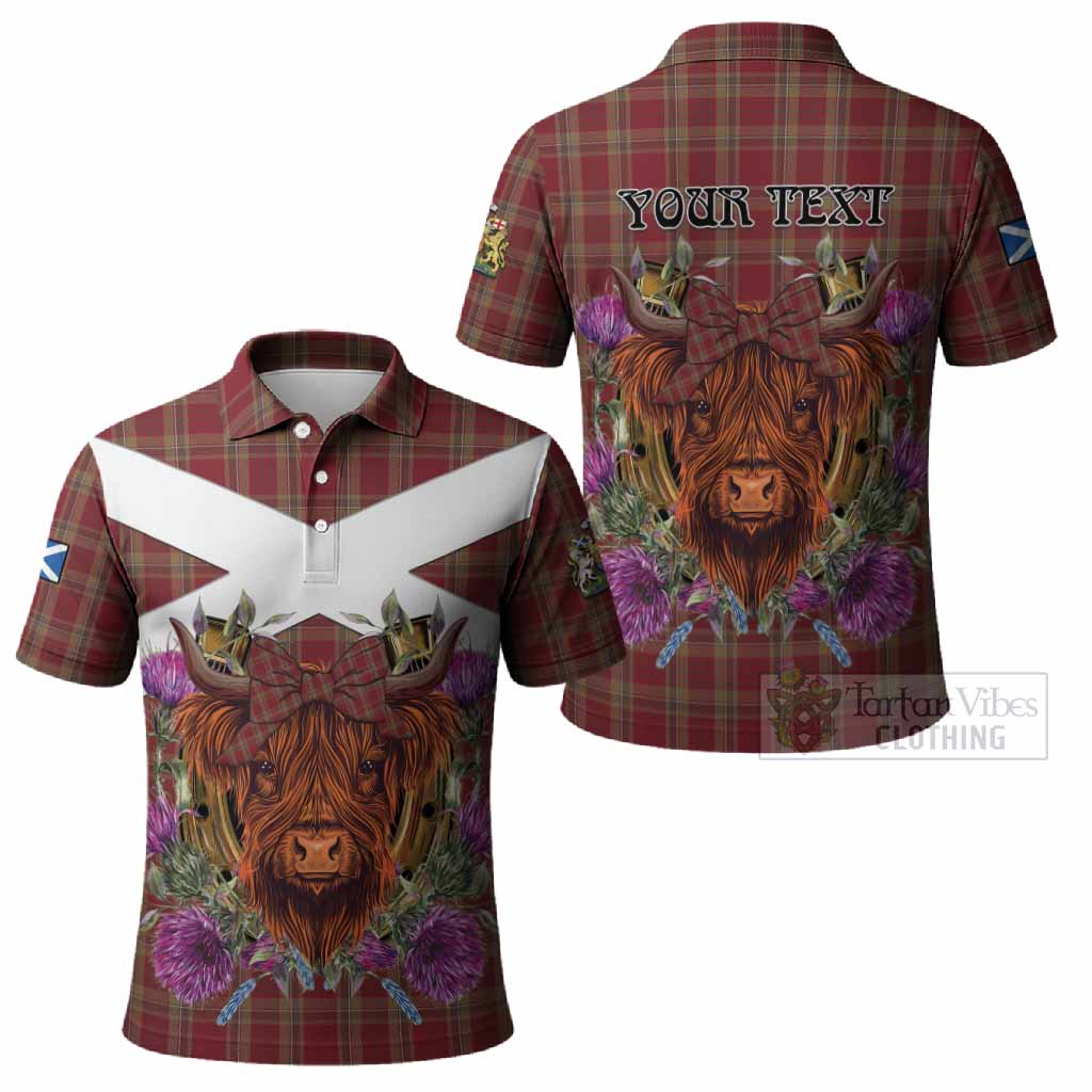 Tyrone County Ireland Tartan Polo Shirt Scottish Thistle Heilan Coo